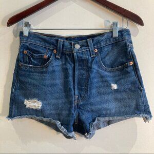 LEVI’S 501 Sz 26 Distressed Button Fly Premium Denim Jean  Shorts